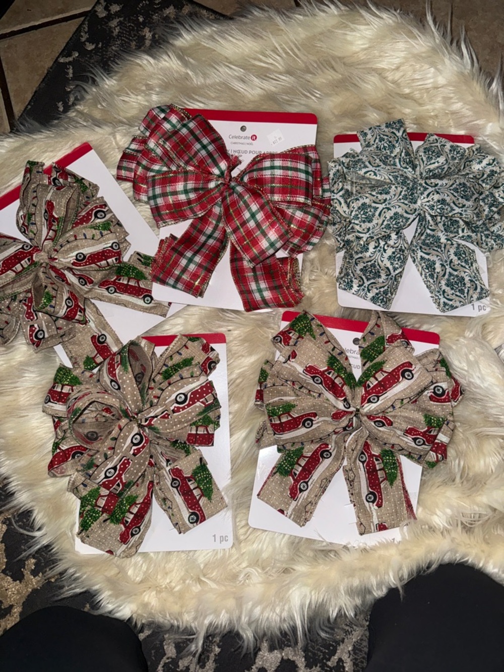 Set of Decorative Holiday Bows - Plaid, Vintage Truck & Paisley
